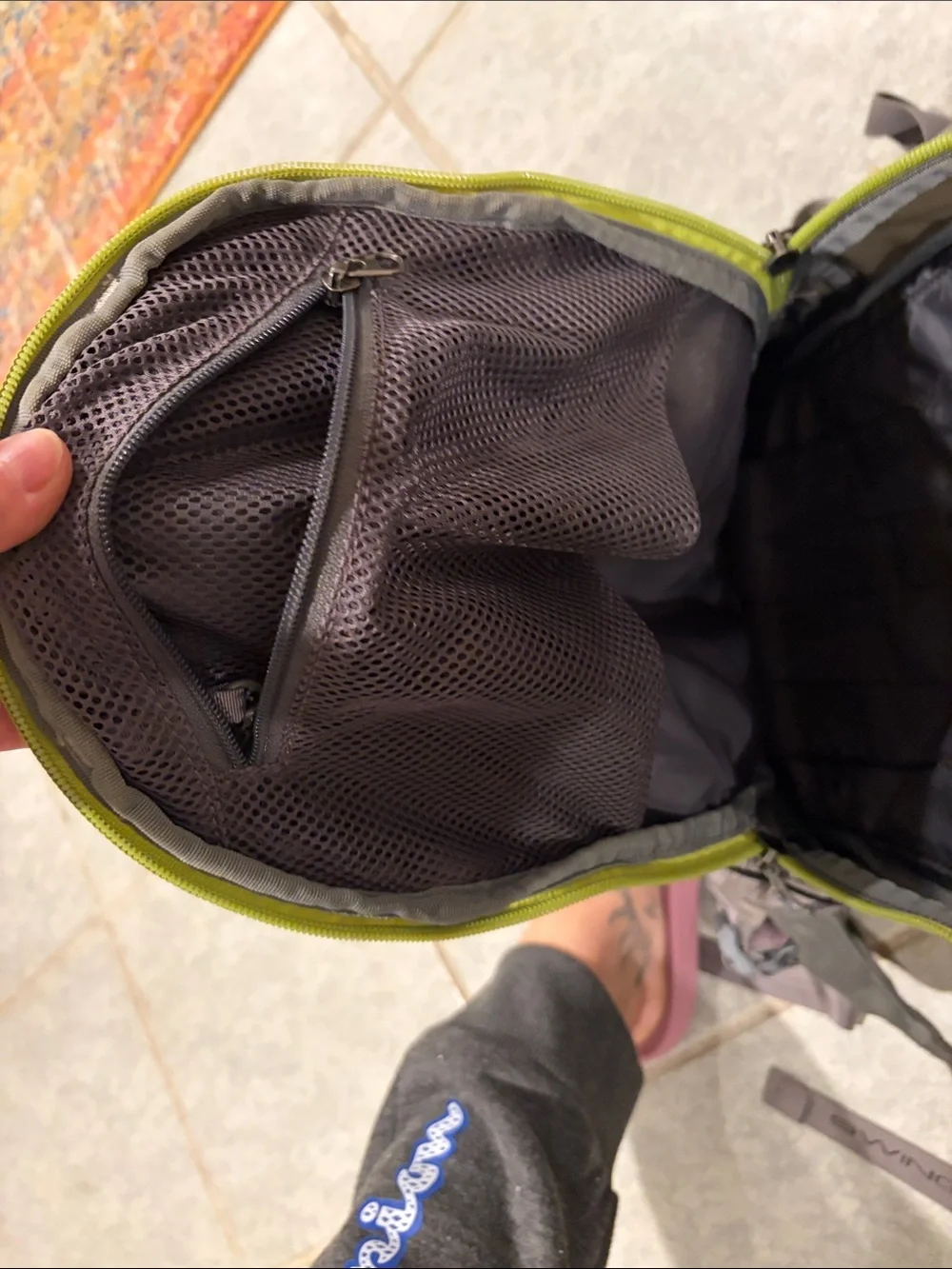 Black Diamond Backpack in Lime and Taupe Accent